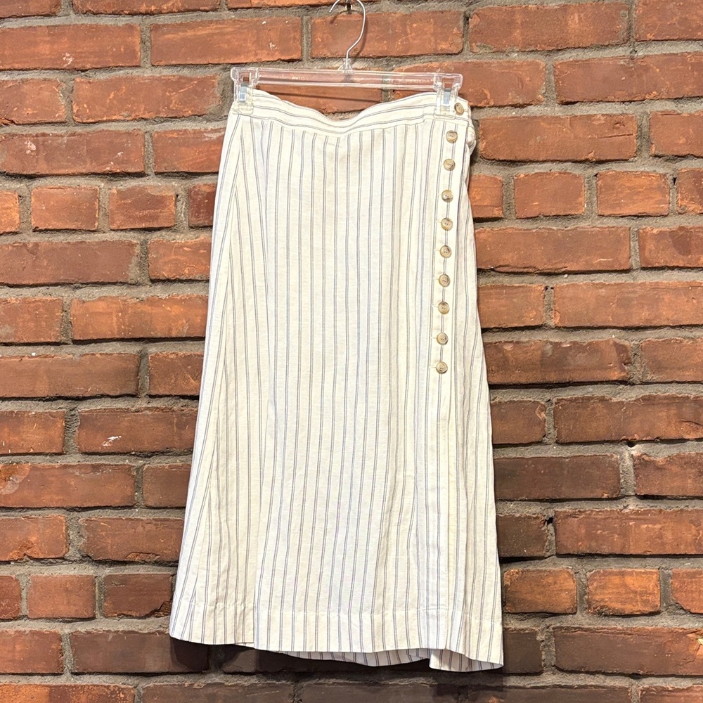 Madewell Cream and Blue Striped Midi Skirt - New With Tags